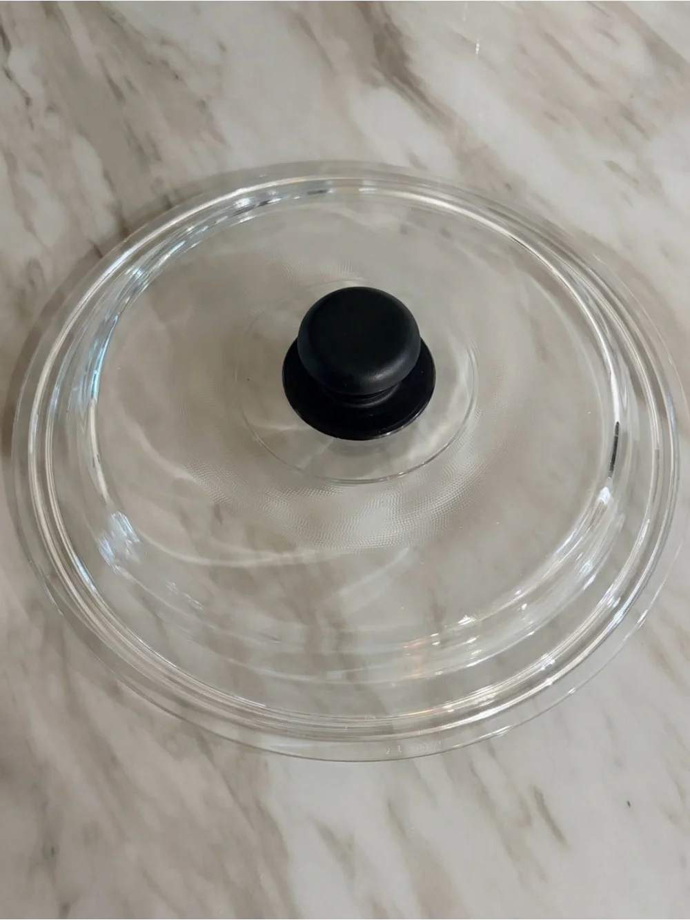 12” Round Heavy Glass Replacement Lid Clear Cookware Cover Black Knob Unbranded